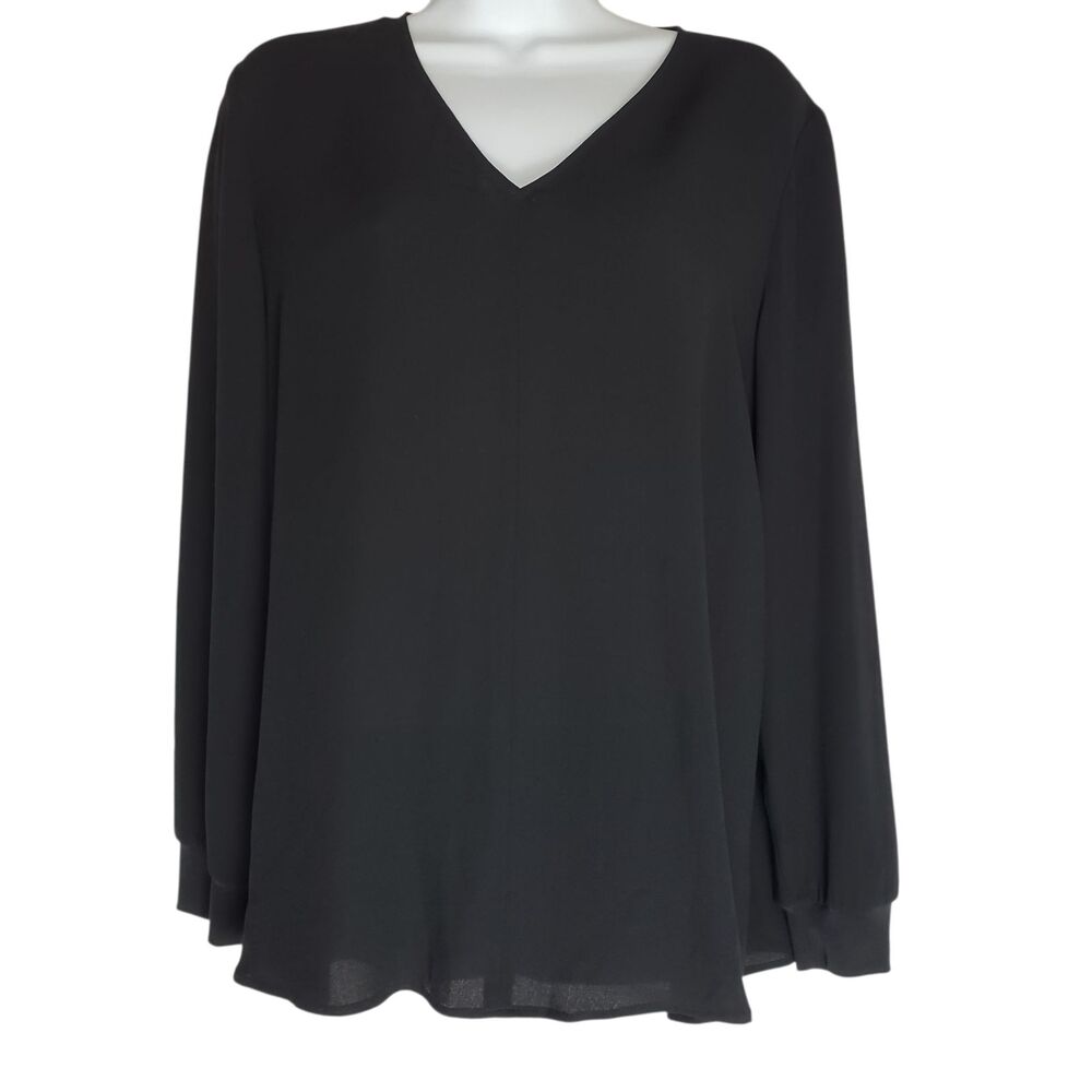 Eileen Fisher Silk Georgette Crepe Dolman Sleeve Top Womens XS Black Damaged - Picture 10 of 12